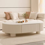 Table basse bois moderne apparence ovale -