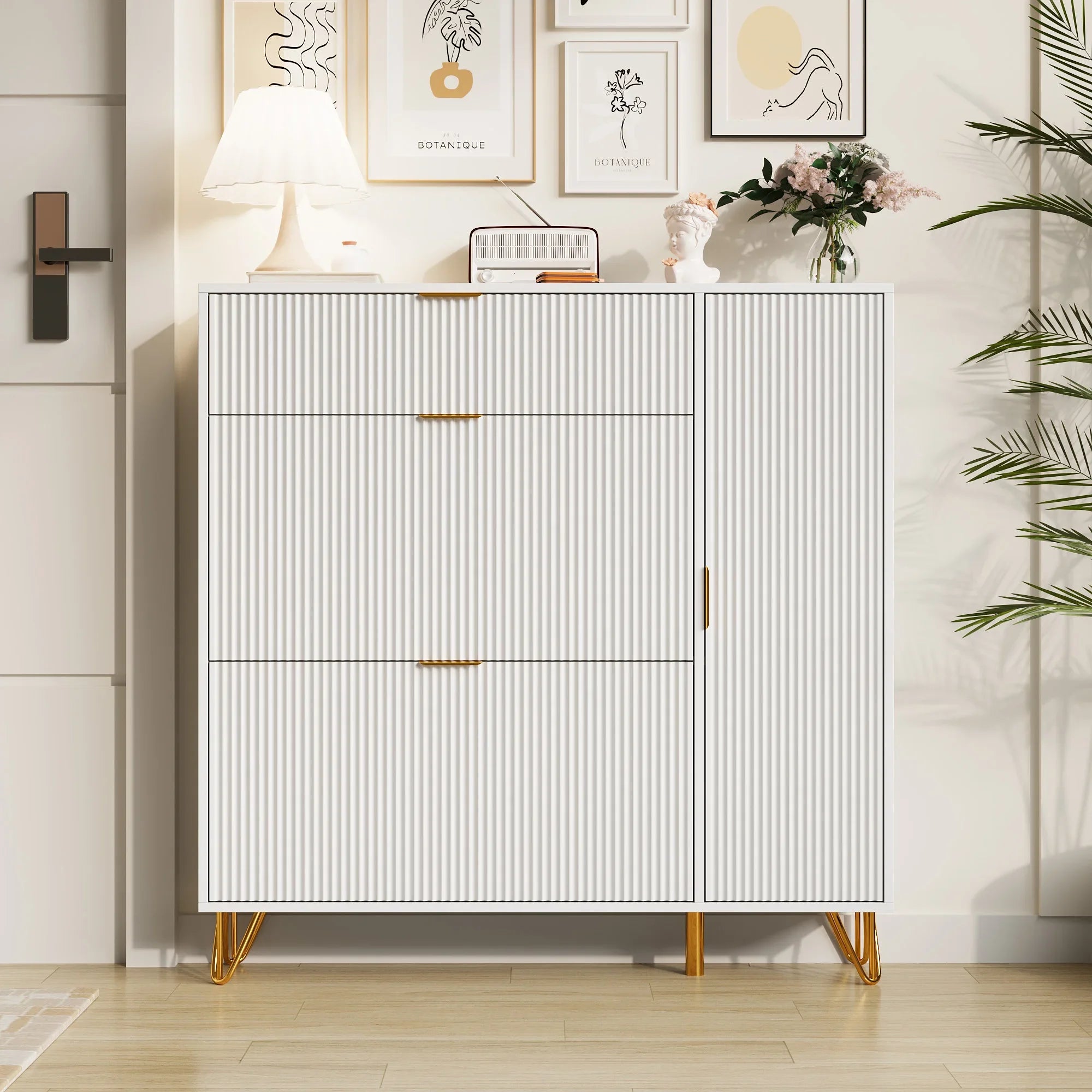 Meuble à chaussure dispositif anti basculement -