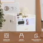 Table de nuit à un tiroir avec une bande lumineuse -