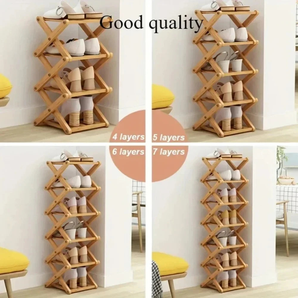 Meuble à chaussure bois massif de bambou -