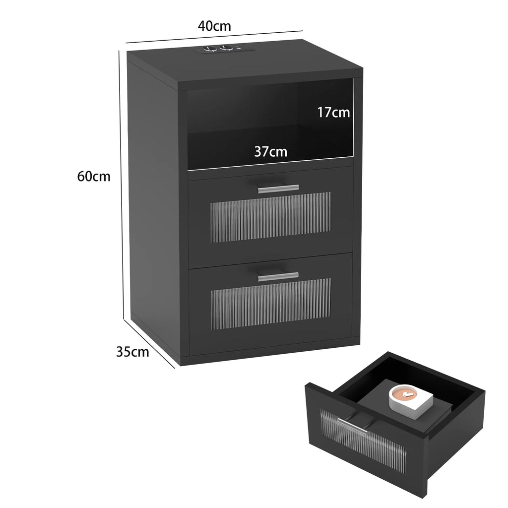 Table de chevet led avec station de recharge -