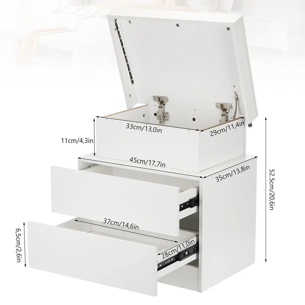 Table de chevet originale avec 2 tiroirs -