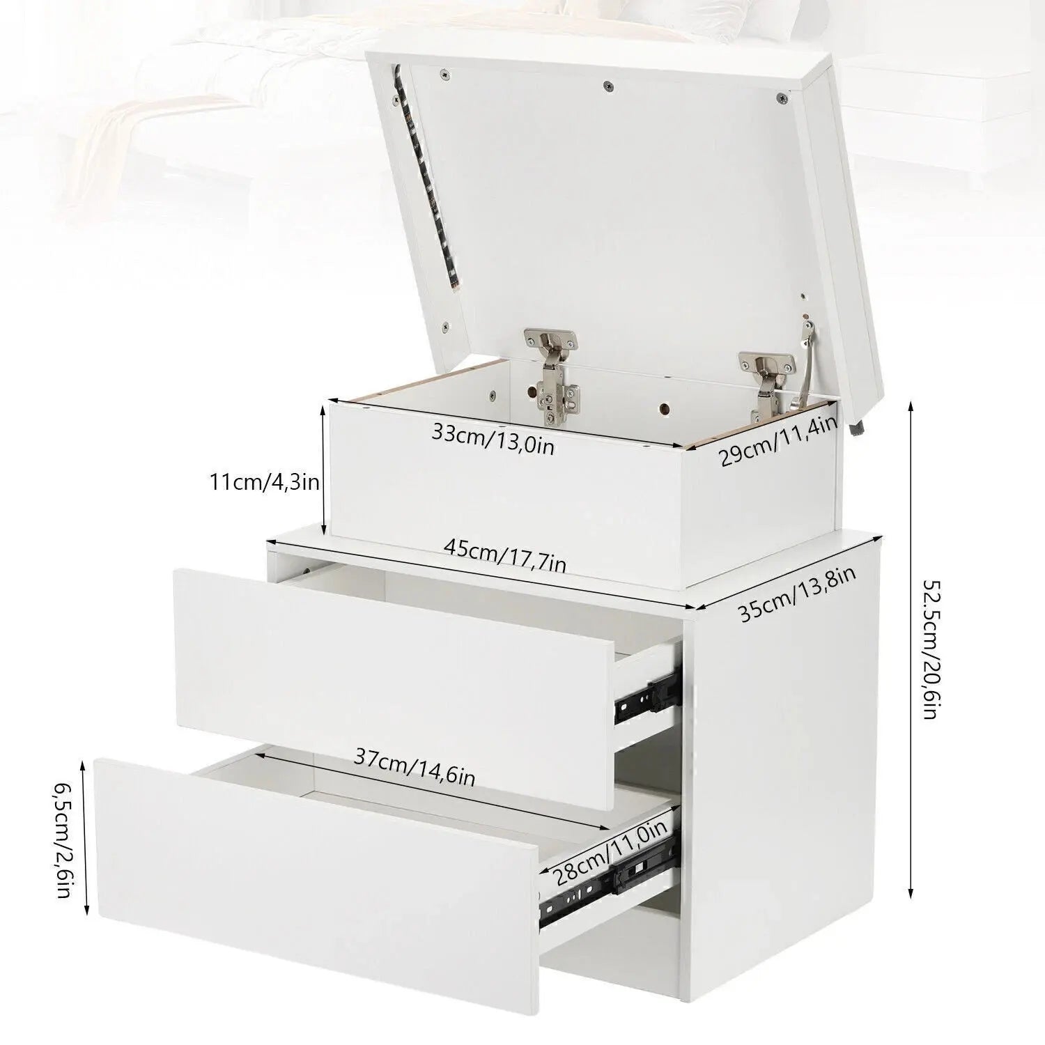 Table de chevet originale avec 2 tiroirs -