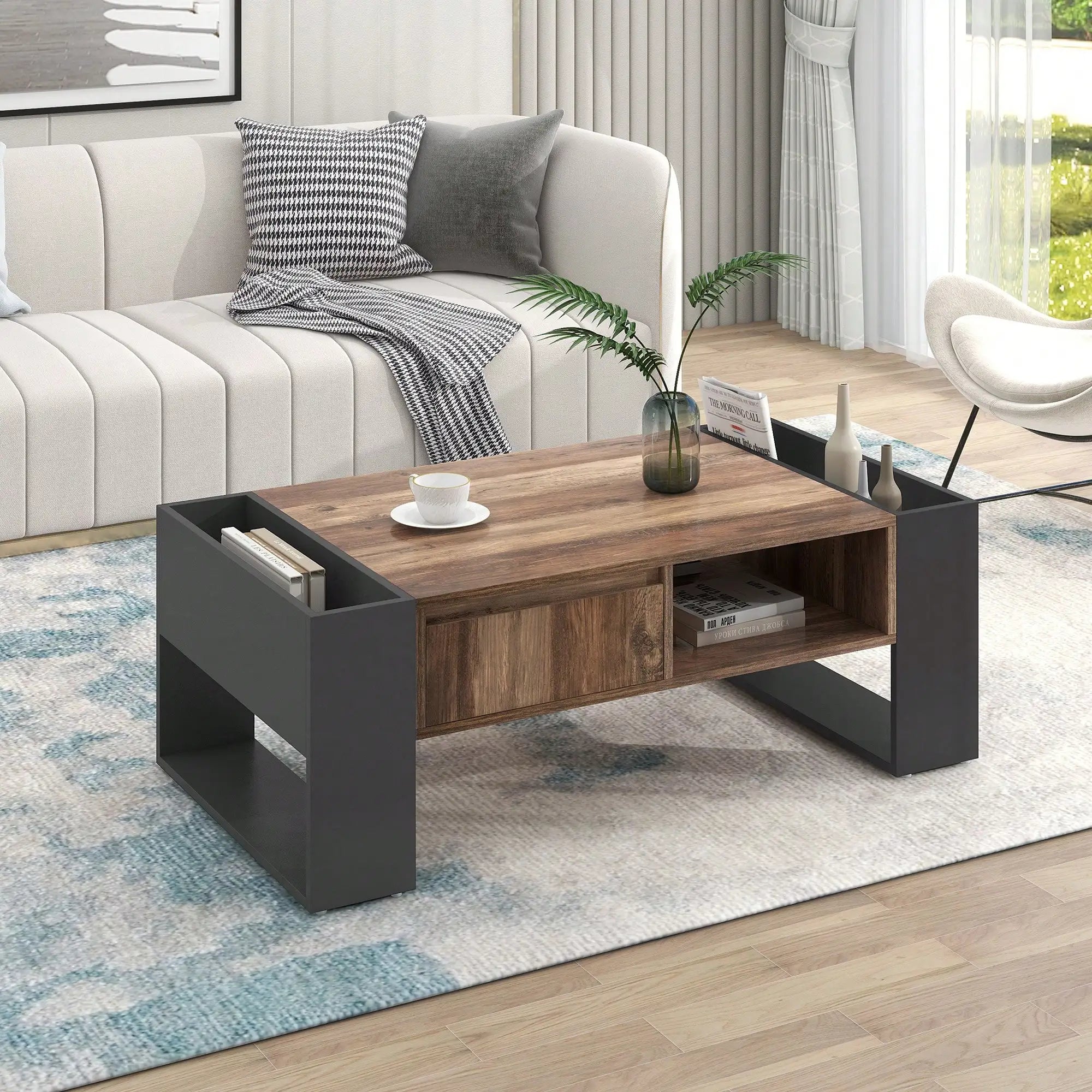 Table basse noir bois de grande qualité -