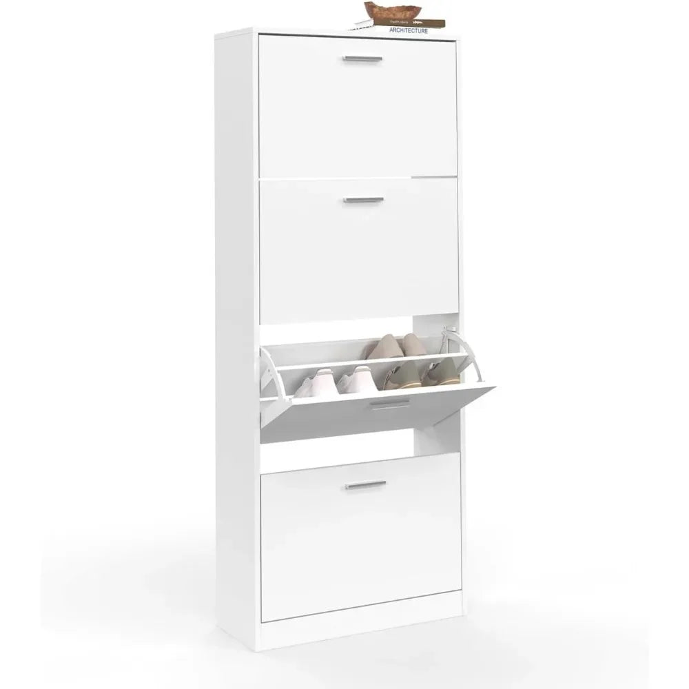 Étagère chaussures haute de luxe blanche pour chambre ou entrée -