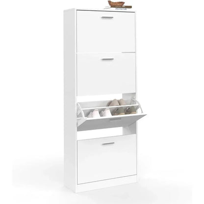 Étagère chaussures haute de luxe blanche pour chambre ou entrée -