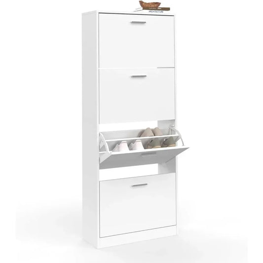 Étagère chaussures haute de luxe blanche pour chambre ou entrée -