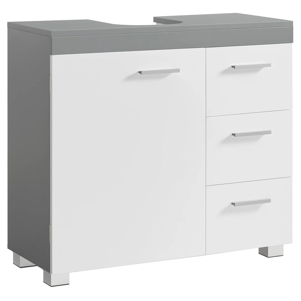 Meuble de rangement salle de bain de luxe - Blanc et Gris Meuble de rangement