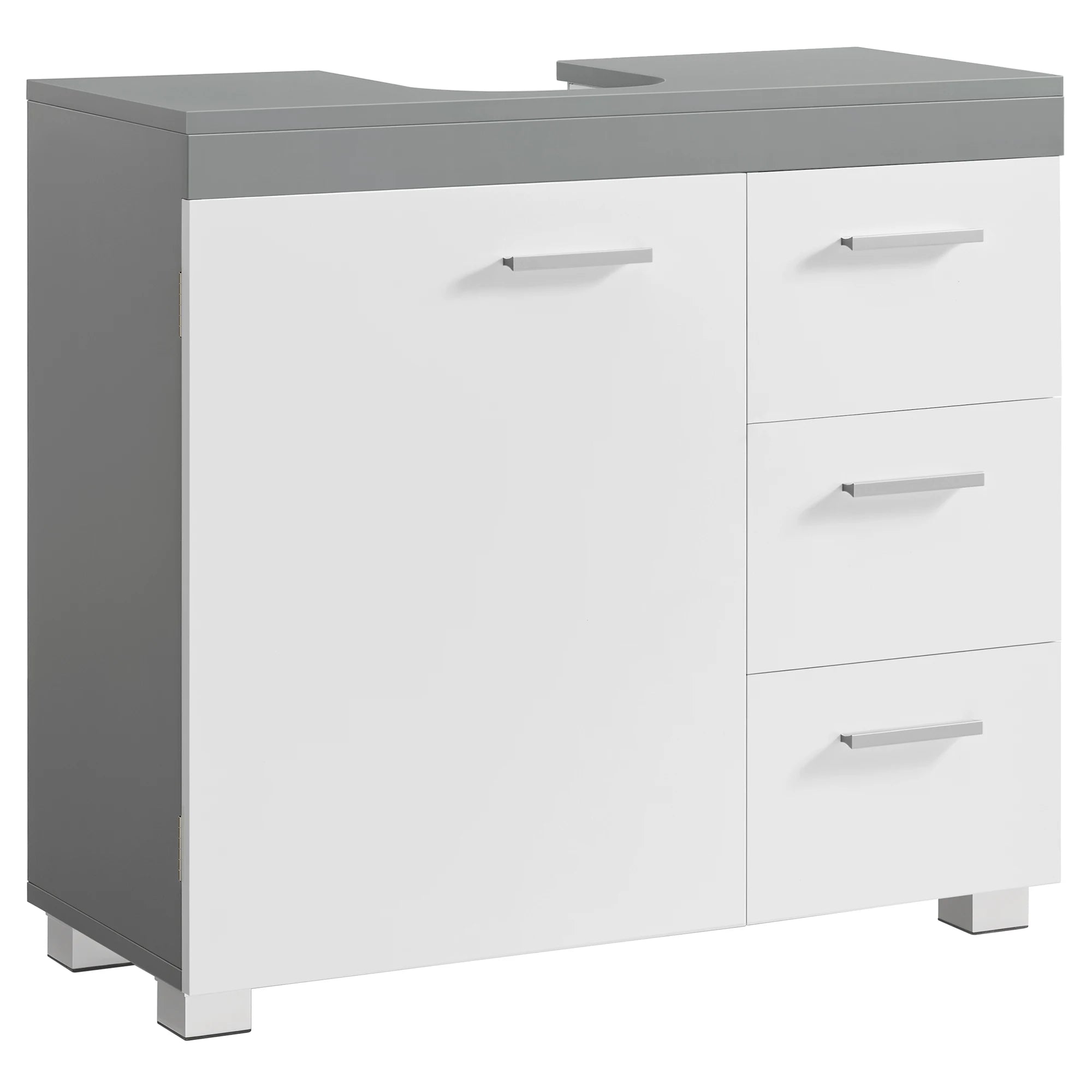 Meuble de rangement salle de bain de luxe - Blanc et Gris Meuble de rangement