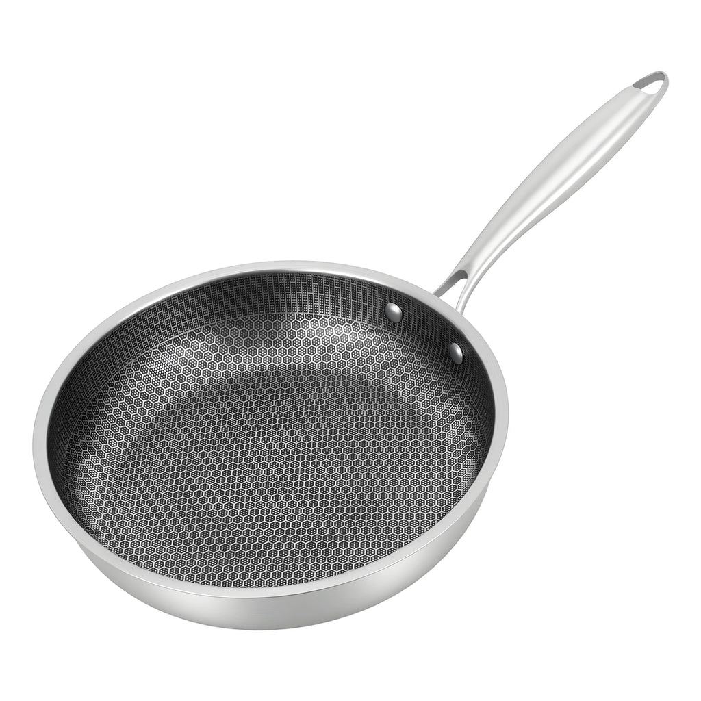 Poêle inox induction en rayure en nid d'abeille 28/32cm -