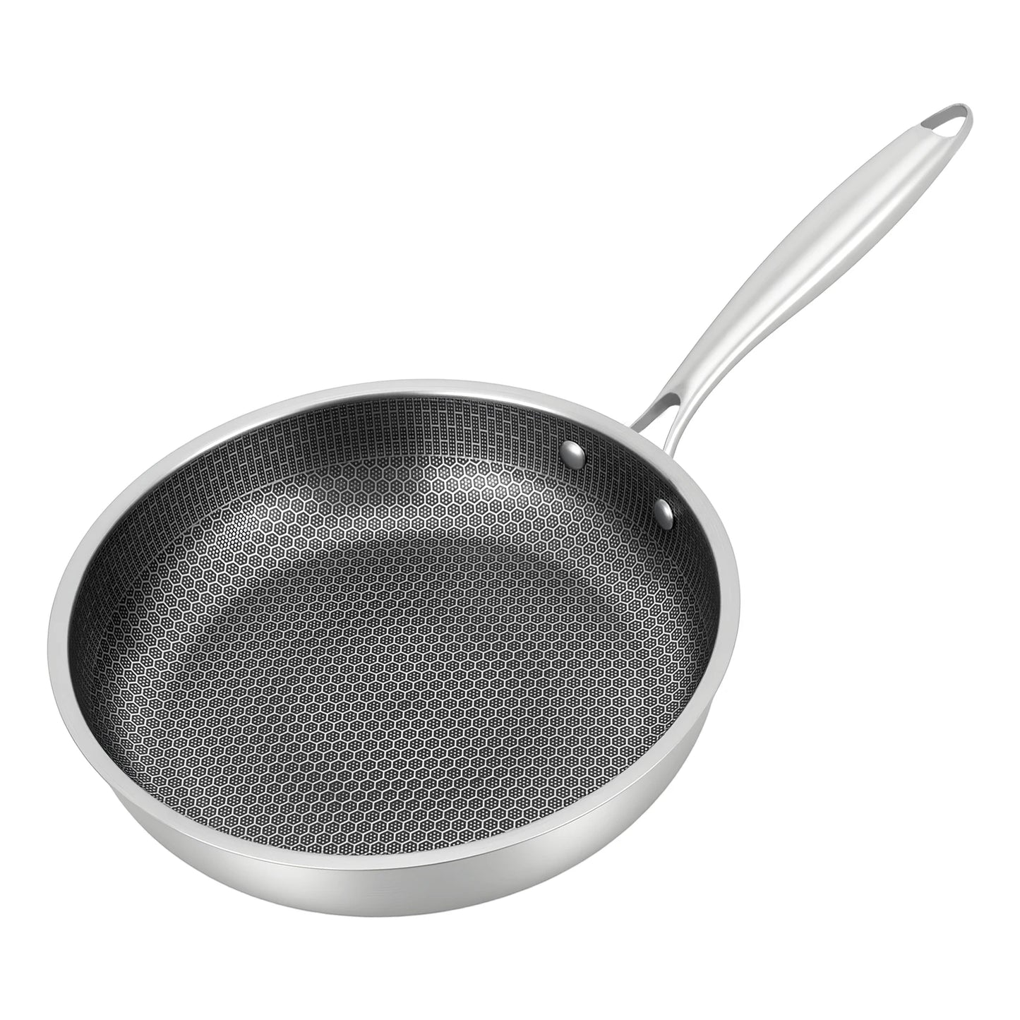 Poêle inox induction en rayure en nid d'abeille 28/32cm -