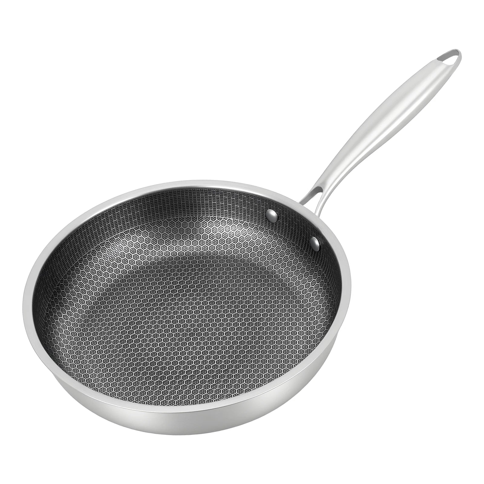 Poêle inox induction en rayure en nid d'abeille 28/32cm -