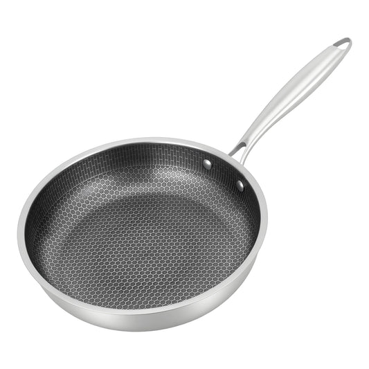 Poêle inox induction en rayure en nid d'abeille 28/32cm -