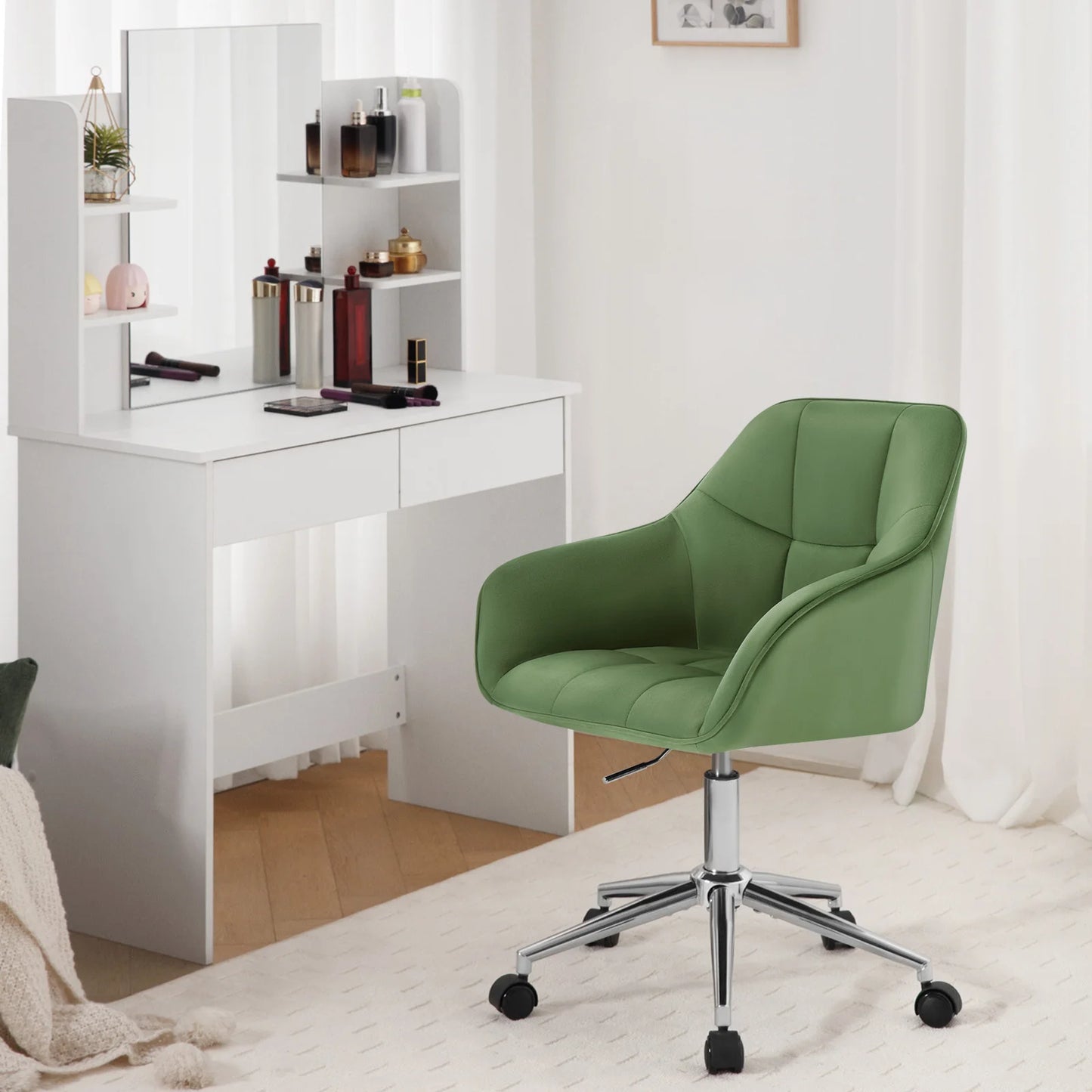 Chaise de bureau pivotante en velours -