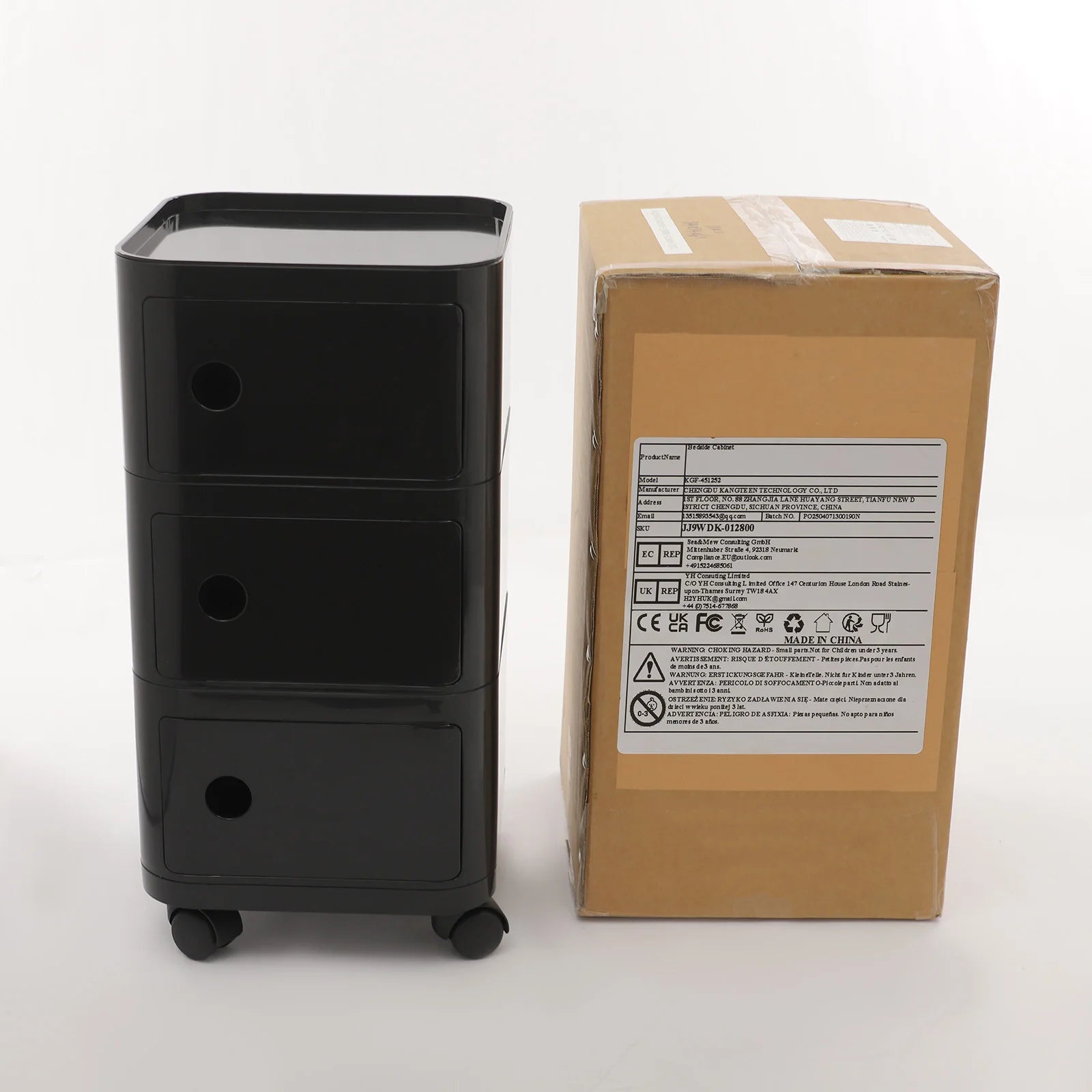 Table de chevet 3 niveaux en ABS -