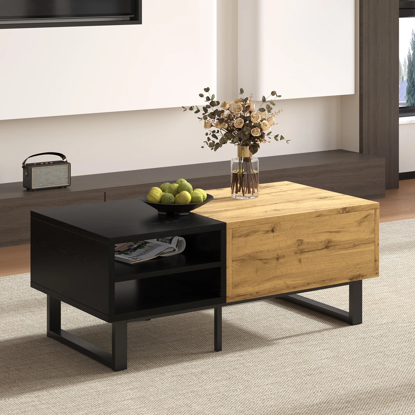 Table basse bois massif rectangulaire 100×50×40 cm -