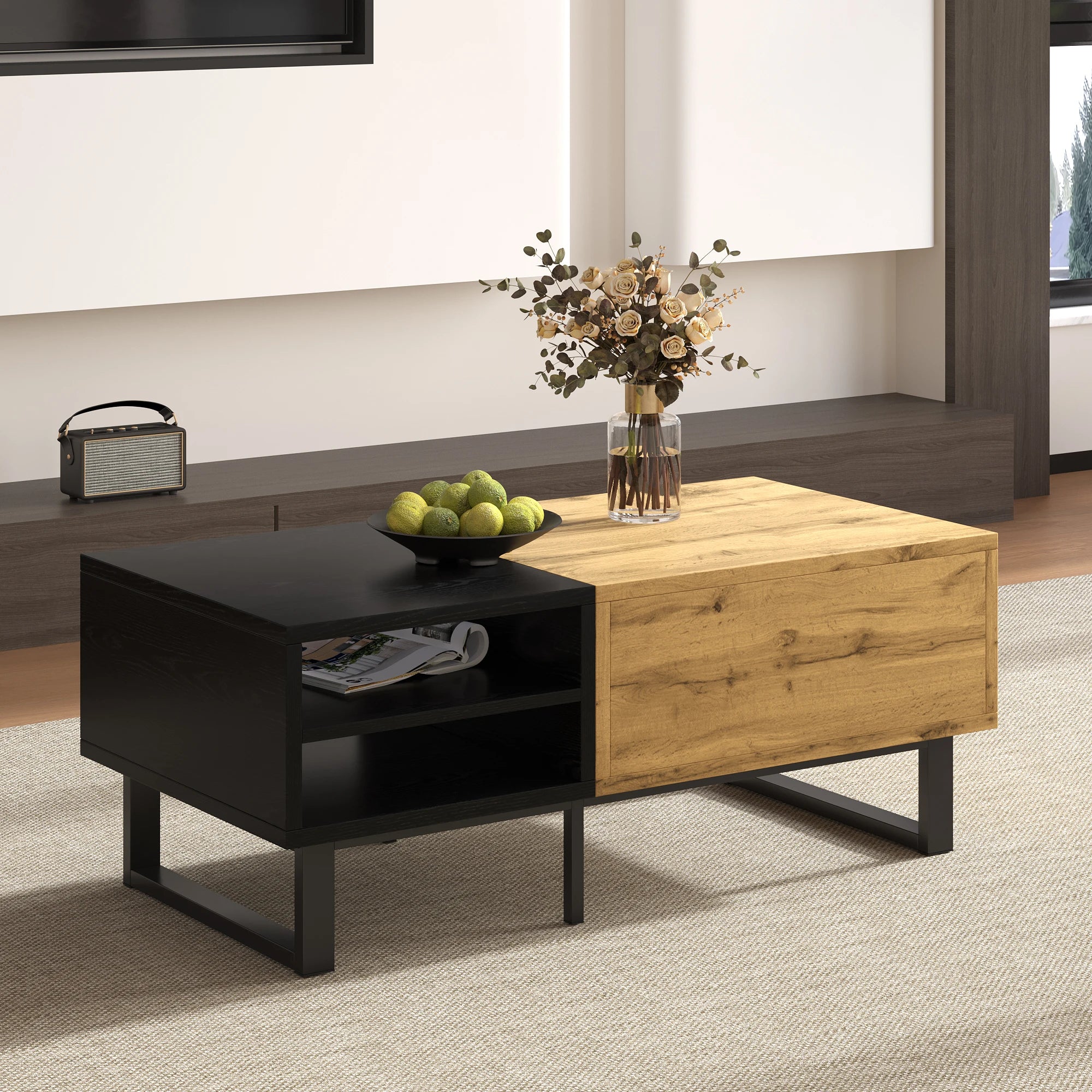 Table basse bois massif rectangulaire 100×50×40 cm -