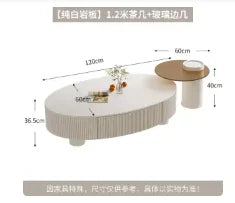 Table basse bois moderne apparence ovale - 120cm 60cm 4