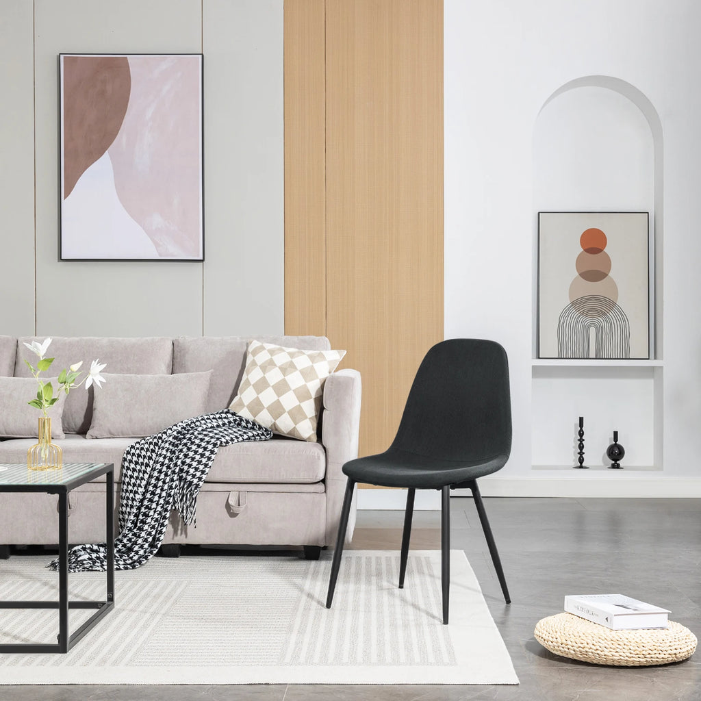 Chaise salle à manger noir en velours côtelé 4 ensembles -