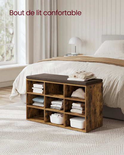 Grand meuble à chaussure et banc 9 Compartiments -