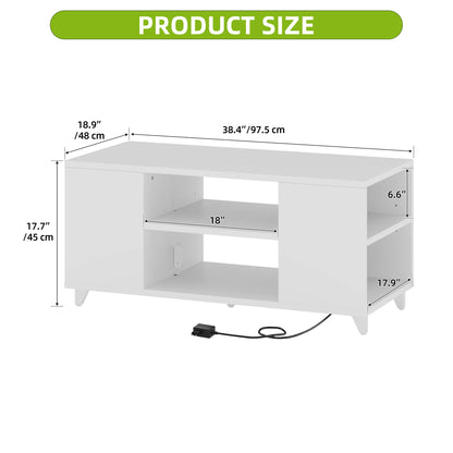 Table basse blanche multi compartiments -