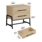 Table de chevet style campagnard 2 tiroirs -