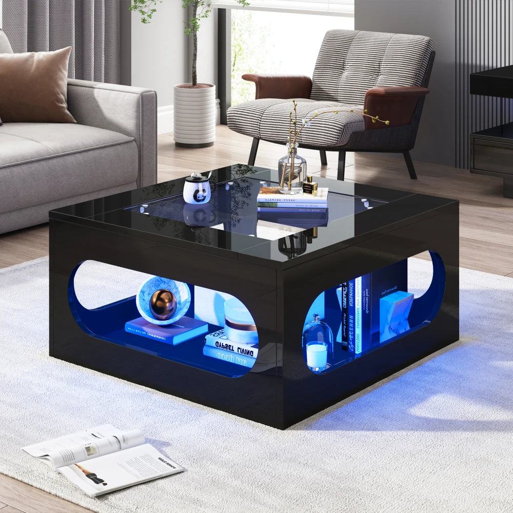 Table basse bar avec plateau verre trempé -