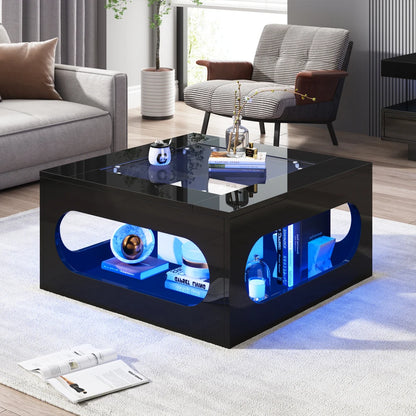 Table basse bar avec plateau verre trempé -