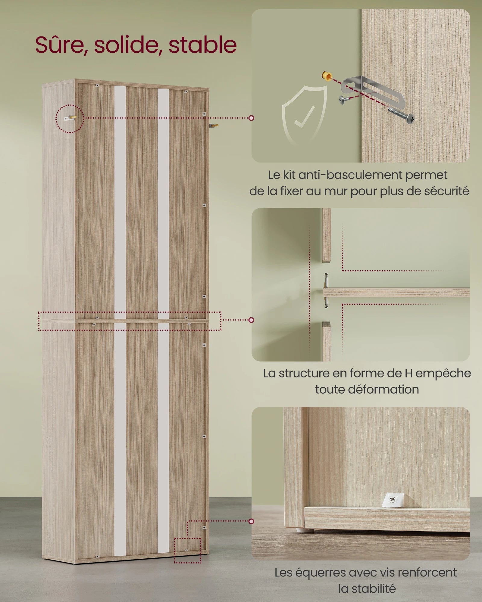 Étagère livre beige naturelle 24 x 60 x 178.5 cm, -