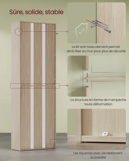 Étagère livre beige naturelle 24 x 60 x 178.5 cm, -