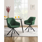 Chaise salle à manger vert en velours 1 pièces -