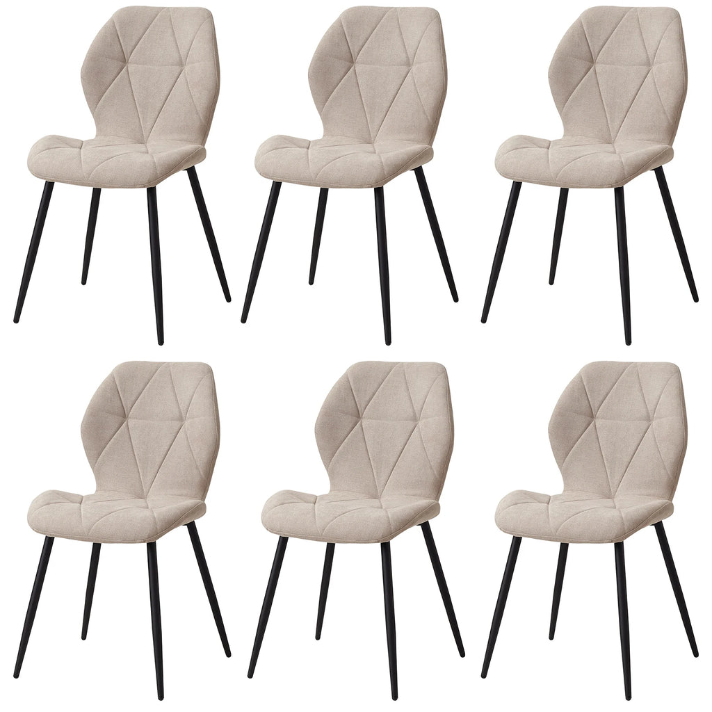 Chaise salle à manger marron / Beige / Vert en lin par lot de 2/4/6 pièces - 6PCS Beige Chaise salle à manger
