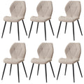Chaise salle à manger marron / Beige / Vert en lin par lot de 2/4/6 pièces - 6PCS Beige Chaise salle à manger