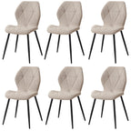 Chaise salle à manger marron / Beige / Vert en lin par lot de 2/4/6 pièces - 6PCS Beige Chaise salle à manger