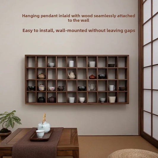 étagère murale en bois japonais multi grilles -