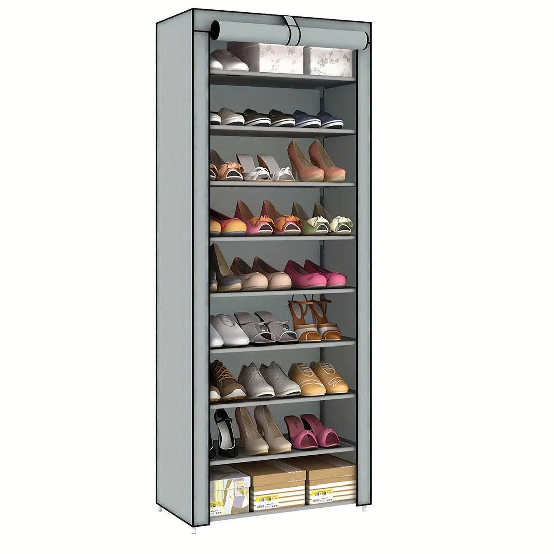 Meuble à chaussure design moderne anti-poussière - Gris