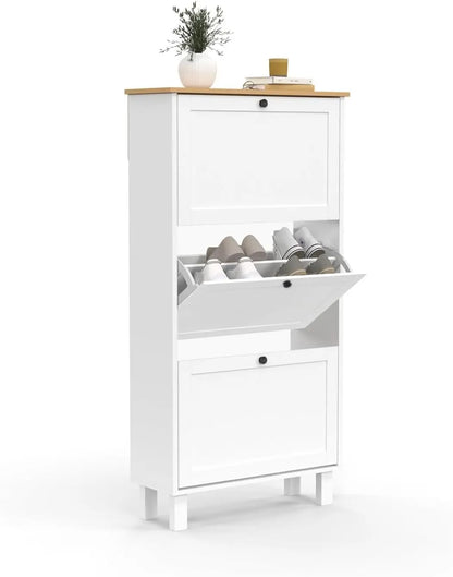 Étagère chaussures d'entrée blanche -
