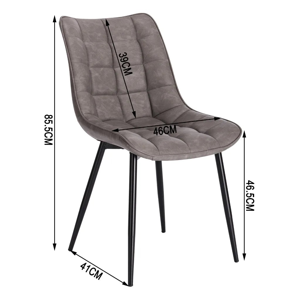 Chaise salle à manger grise en métal 2 ensembles -