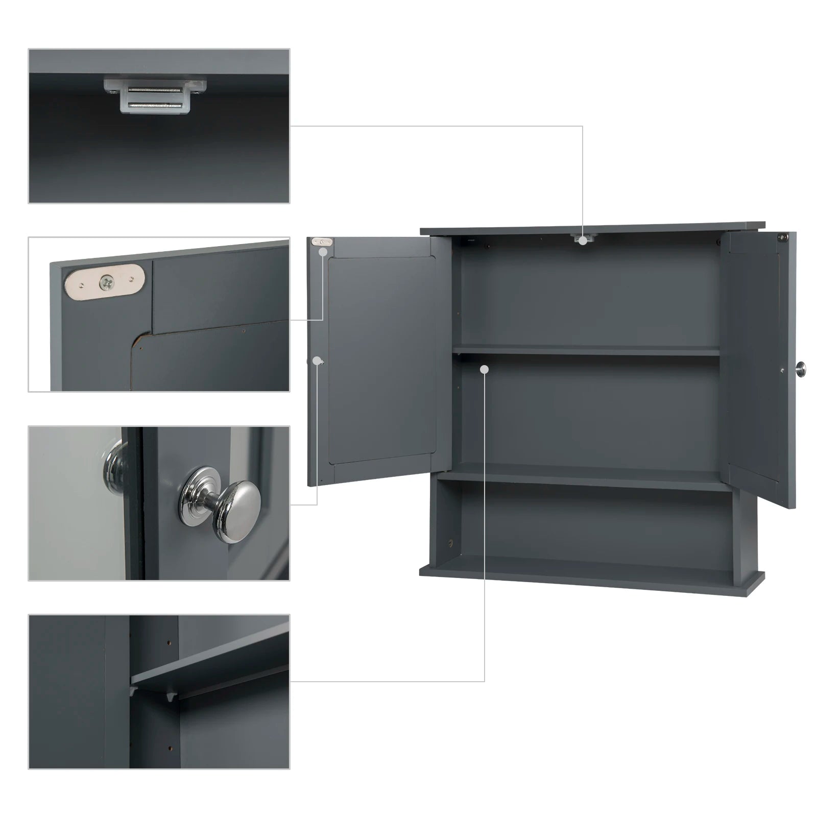 Meuble de rangement blanc mural de salle de bain 56x13x58.3cm -