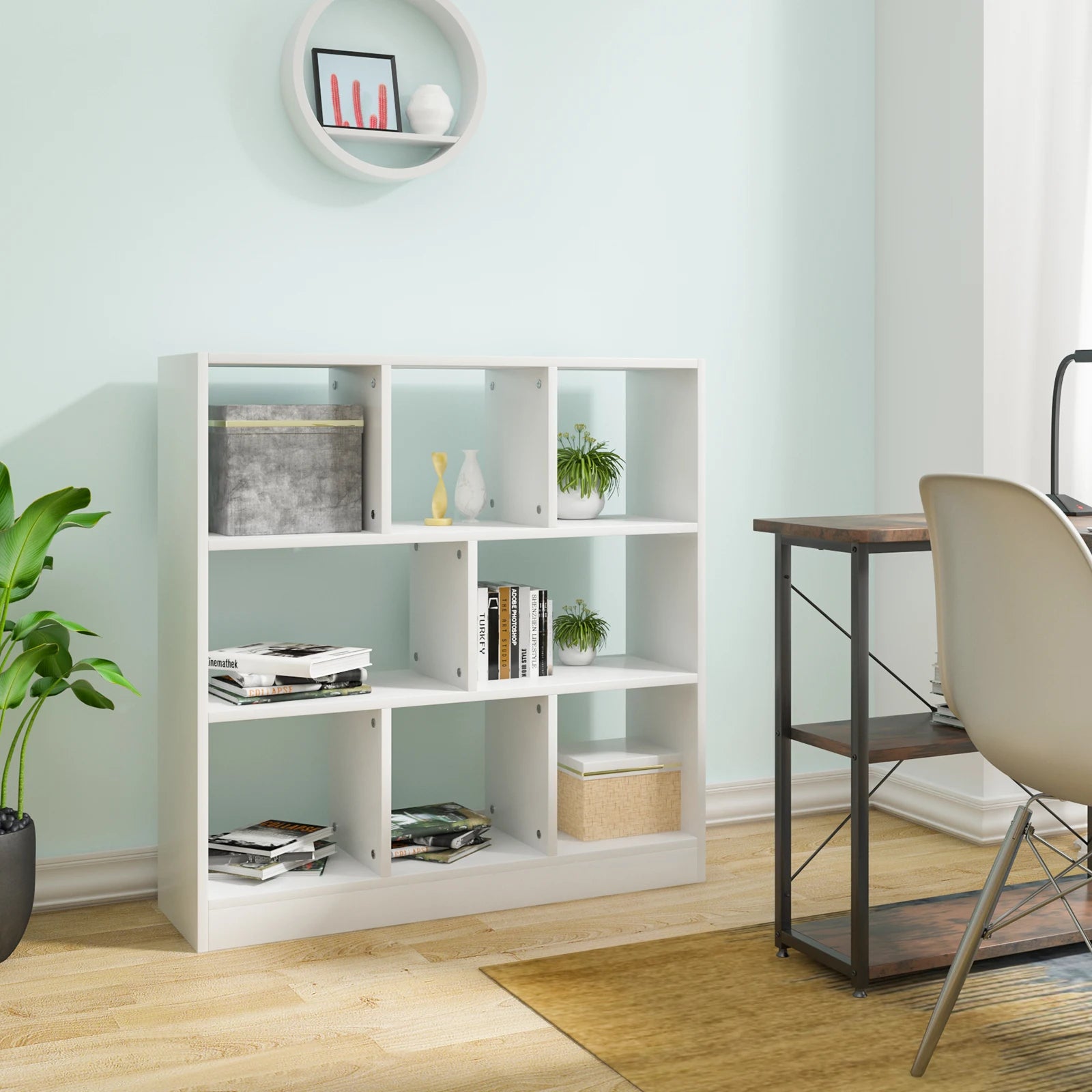 Étagère blanche murale 8 compartiments -