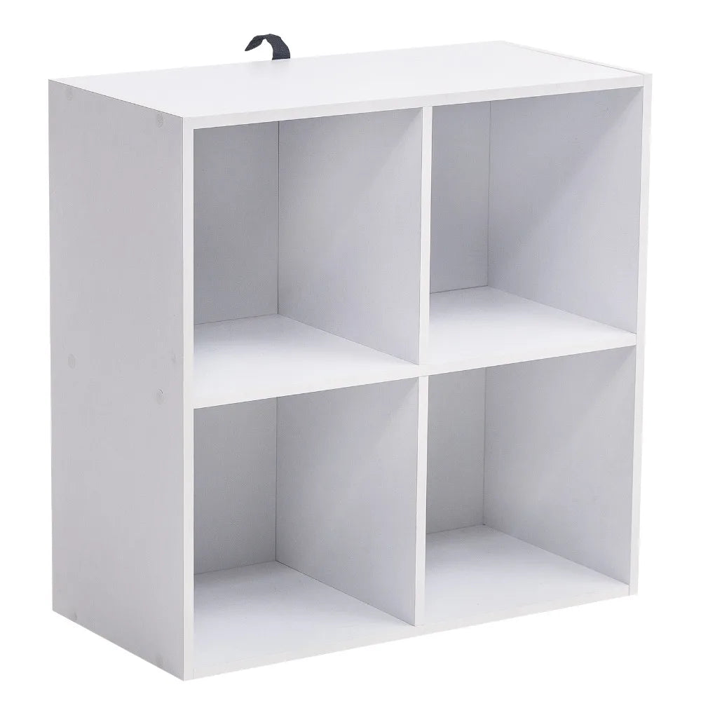 Étagère cube gris en bois avec 4 rangements -