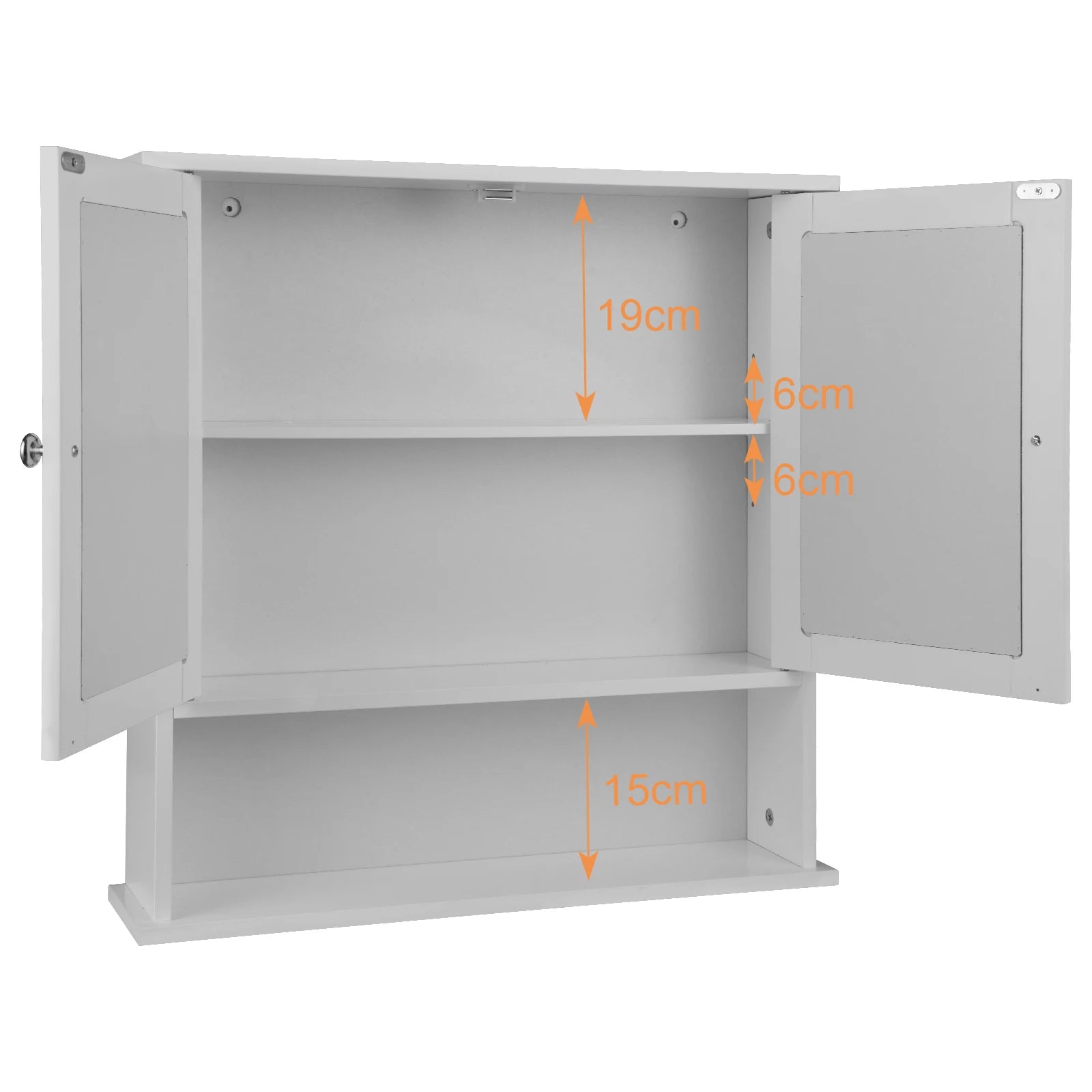 Meuble de rangement blanc mural de salle de bain 56x13x58.3cm -