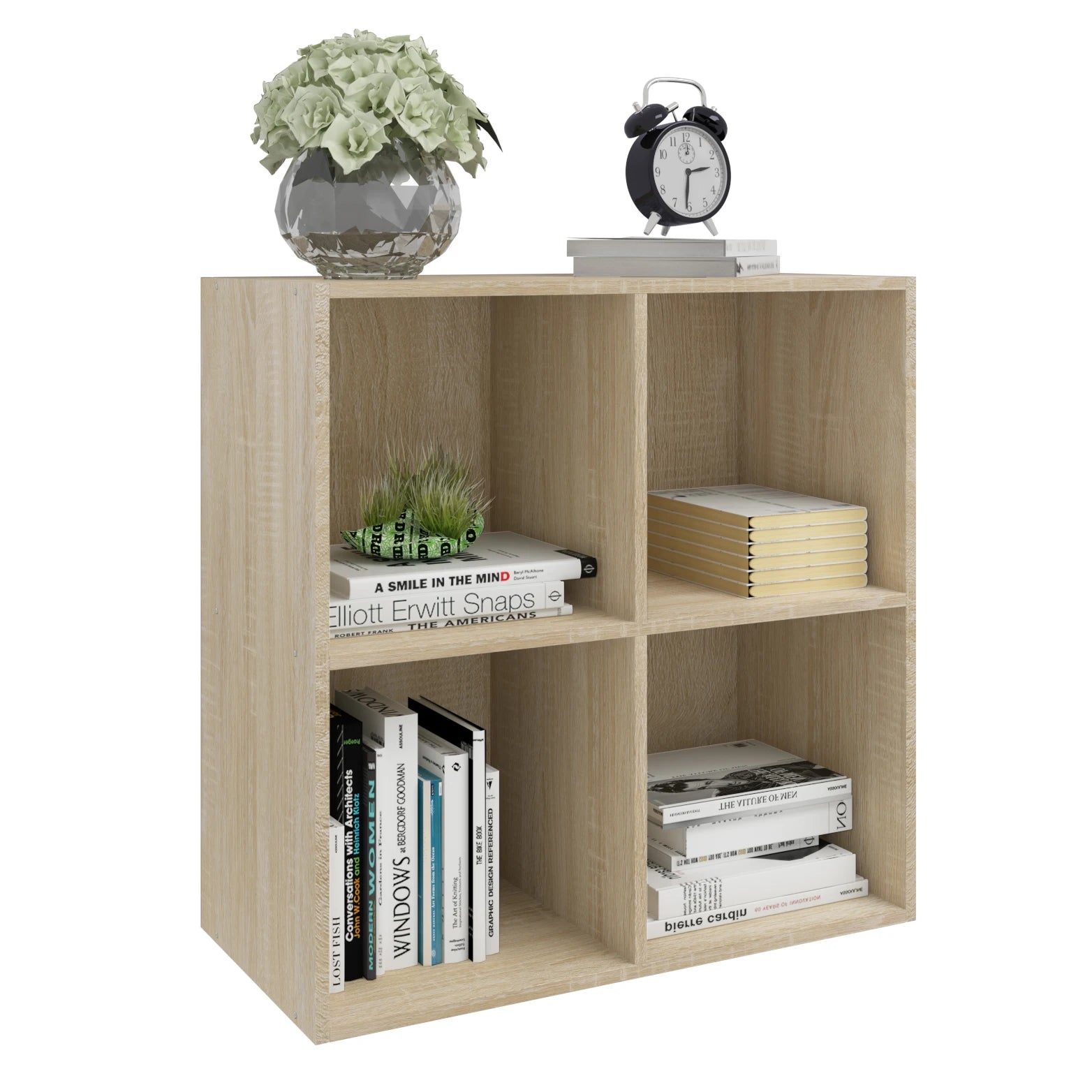 Étagère cube gris en bois avec 4 rangements -