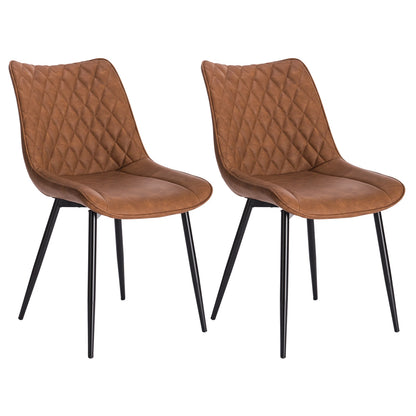 Chaise salle à manger solide rembourrées en lot de 2 ensembles - Marron clair cuir Chaise salle à manger