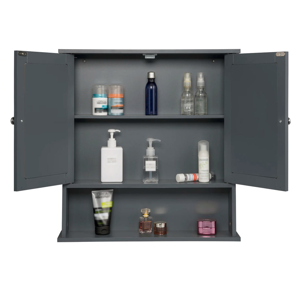 Meuble de rangement blanc mural de salle de bain 56x13x58.3cm -