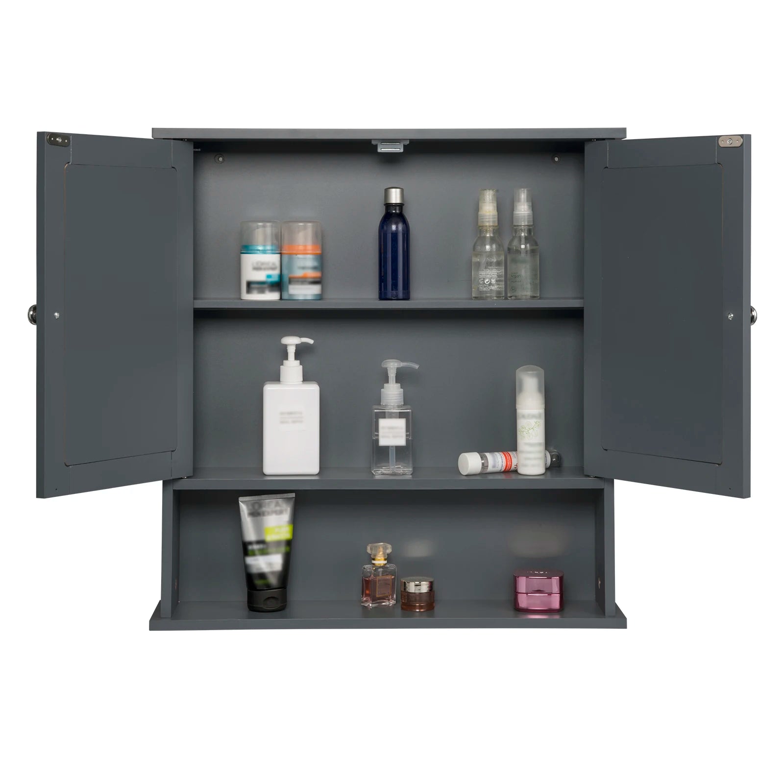 Meuble de rangement blanc mural de salle de bain 56x13x58.3cm -