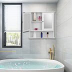 Meuble de rangement blanc mural de salle de bain 56x13x58.3cm -