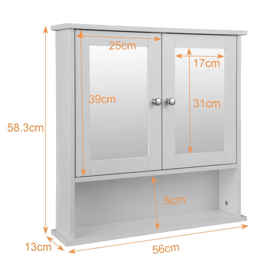 Meuble de rangement blanc mural de salle de bain 56x13x58.3cm -