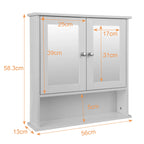 Meuble de rangement blanc mural de salle de bain 56x13x58.3cm -