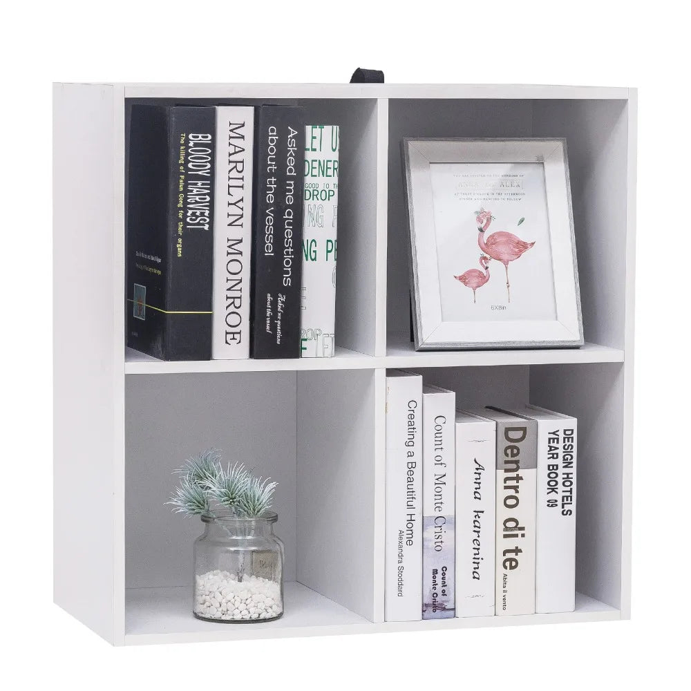 Étagère cube gris en bois avec 4 rangements -